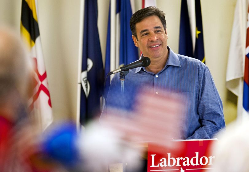 Raul Labrador announces his run for governor Wednesday at the American Legion Hall in Post Falls. (Kathy Plonka / The Spokesman-Review)