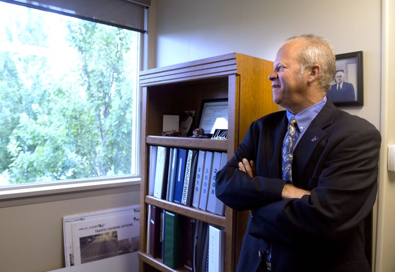 Dan Mork, shown in his office at city hall on Sept. 24, has served the town of Millwood for more than 30 years, including the last eight as mayor. He will step down Dec. 31 and take a break from public life. He works at HollisterStier. (Jesse Tinsley)