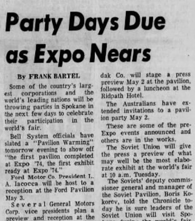 Party days due as expo nears (Spokane Daily Chronicle archives)