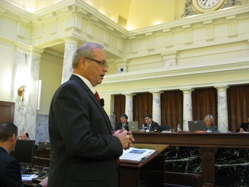 Cal Groen, director of the Idaho Fish and Game Department, tells lawmakers that more people are now viewing wildlife without hunting or fishing, and the department is looking into how to tap those users for funds. Fish & Game is funded by fishing and hunting license and tag fees, along with federal funds; it receives no state general tax funds. (Betsy Russell)