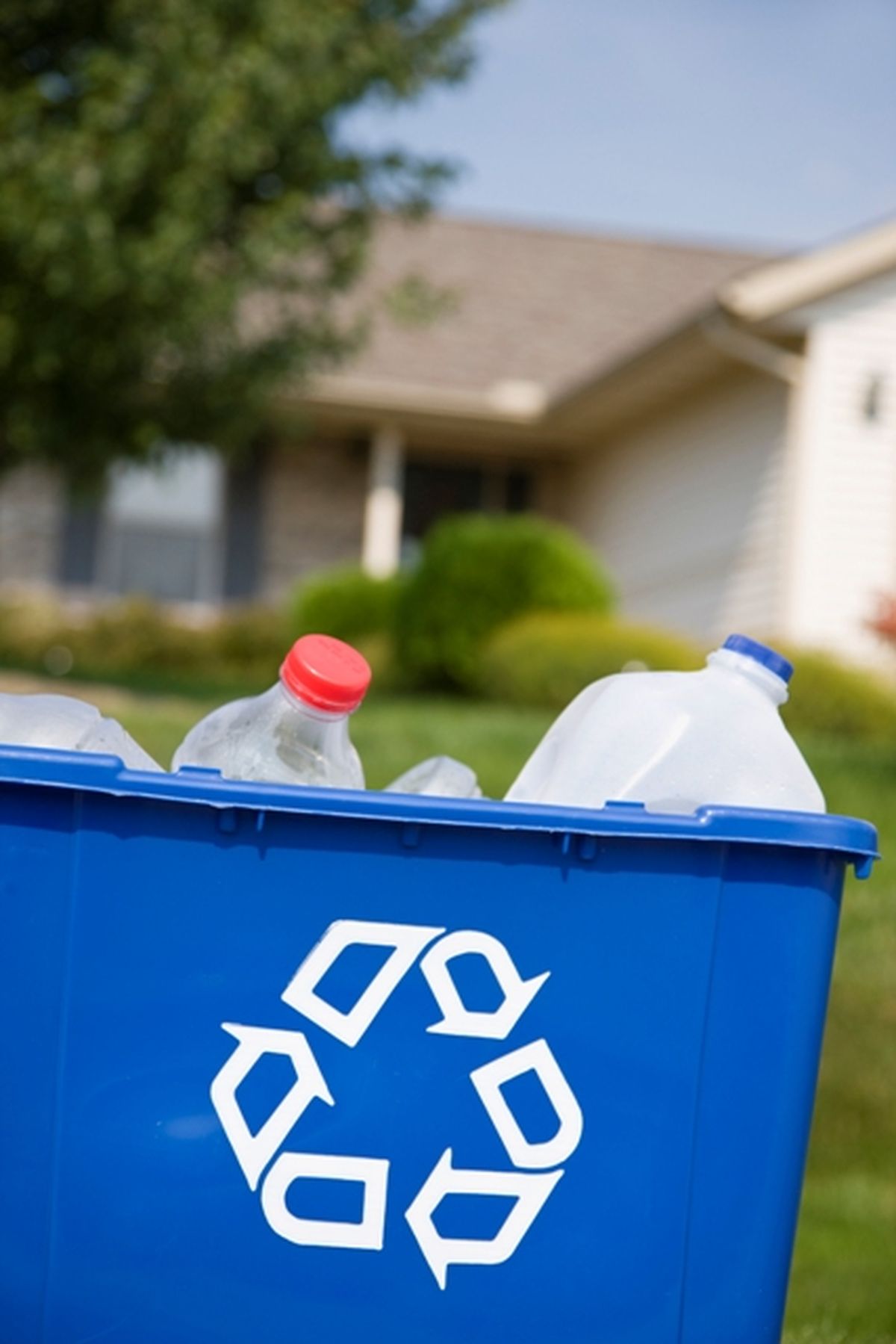 Recycle items. Waste Disposal. Disposal of Trash. Blue bin. Solid waste.