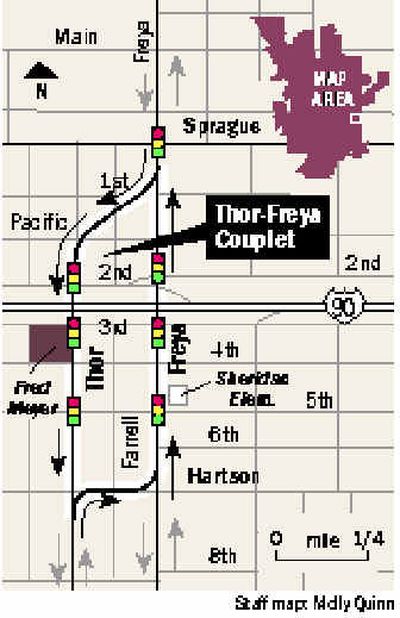 
Thor and Freya streets in the East Central Neighborhood will become one-way arterials under a planned construction project expected to begin in April or May. 
 (The Spokesman-Review)