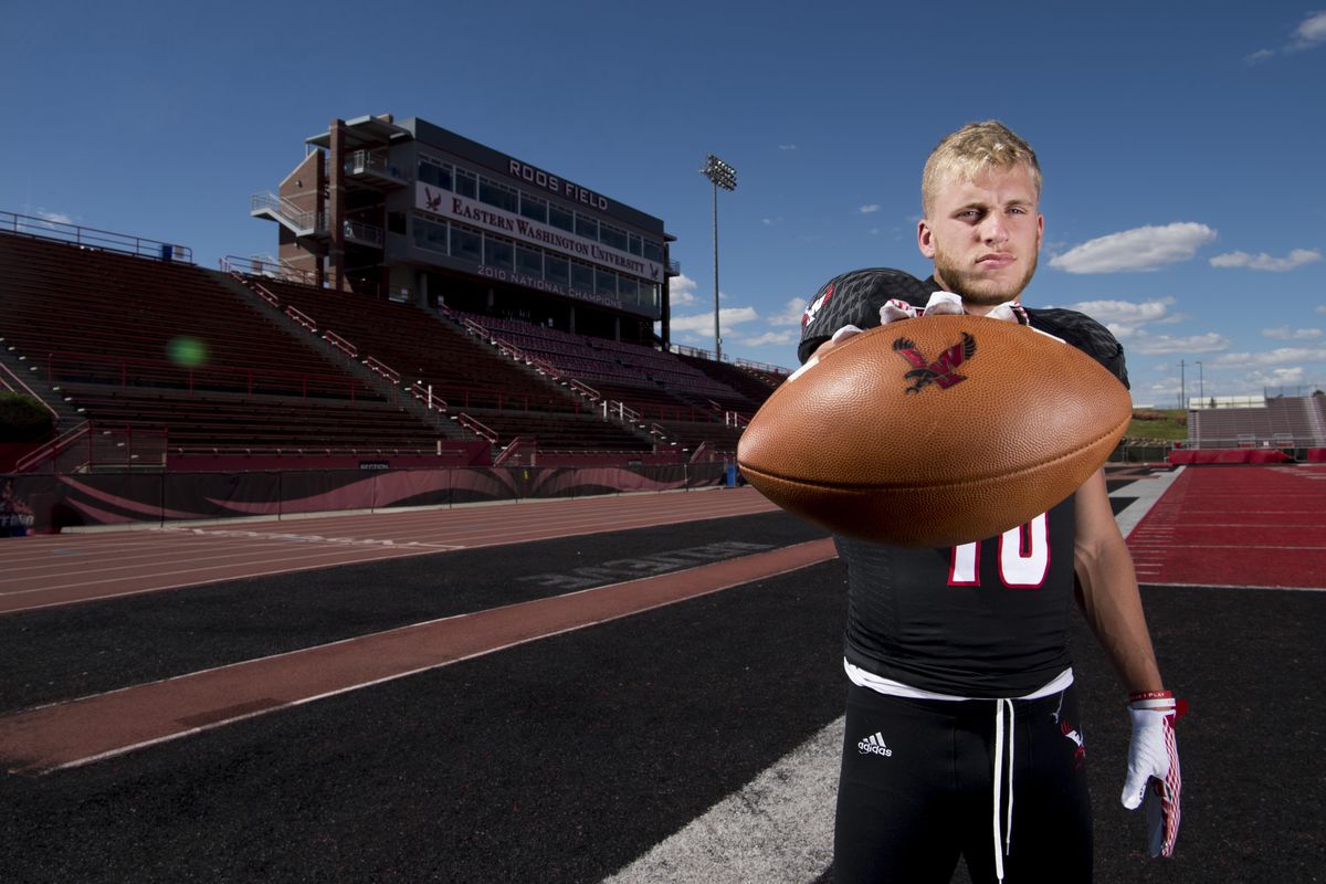 EWU wide receiver Cooper Kupp poses for a photo on Thursday, Aug. 25, 2016, at Roos Field in Cheney, Wash. (Tyler Tjomsland / The Spokesman-Review)