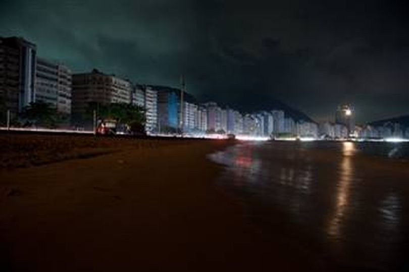 The Copacabana beach is seen during a blackout in Rio de Janeiro, Tuesday, Nov. 10, 2009. A massive power failure threw Brazil's largest cities into darkness Tuesday night along with other parts of the country affecting millions of people.
9:21 p.m. ET, 11/10/09 Credit Felipe Dana/AP (The Spokesman-Review)
