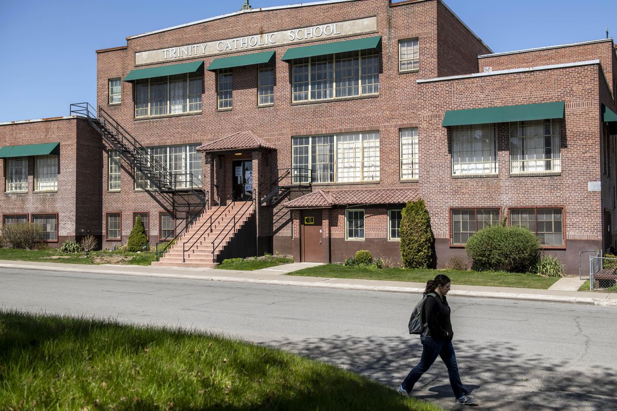 The old Trinity Catholic School was built in 1928 and demolished in 2018. (Colin Mulvany / The Spokesman-Review)