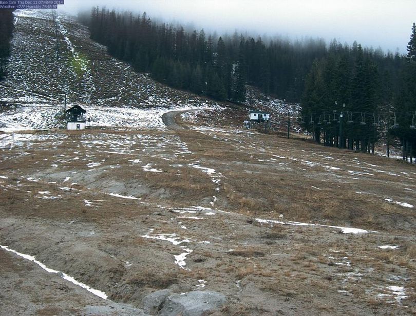 The base of the Mt. Spokane Ski and Snowboard Resort chairlifts had little snow on Dec. 10, 2014. (Mt. Spokane Web cam)
