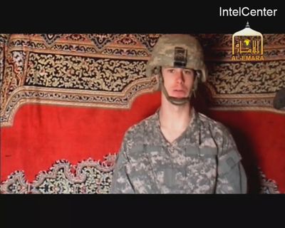 This is an image from video made available by IntelCenter shows a video frame grab from the Taliban propaganda video released Friday Dec. 25, 2009, purportedly showing U.S. soldier Pfc. Bowe Bergdahl, 23, of Ketchum, Idaho, who was captured more than five months ago in eastern Afghanistan. It could not be confirmed immediately that it was Bergdahl in the new video, which was released to The Associated Press and other news organizations. The man identifies himself as Bergdahl, born in Sun Valley, Idaho, and gives his rank, birth date, blood type, his unit and mother's maiden name before beginning a lengthy verbal attack on the U.S. conduct of the war in Afghanistan and its relations with Muslims. (AP Photo/via IntelCenter / Intelcenter)