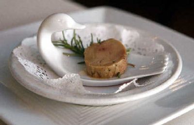 
A serving of salt-cured foie gras with herbs is displayed at Cyrano's.
 (The Spokesman-Review)