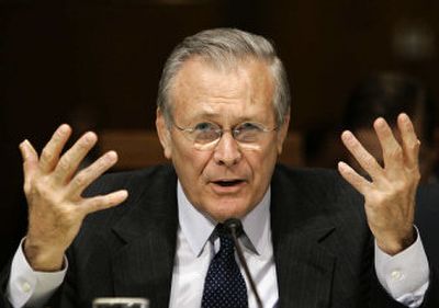 
Secretary of Defense Donald Rumsfeld testifies before the Senate Armed Services Committee on Tuesday. 
 (Associated Press / The Spokesman-Review)