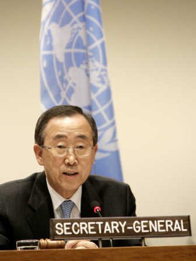 
U.N. Secretary-General Ban Ki-moon speaks about a meeting on climate change  in New York on Monday. Associated Press
 (Associated Press / The Spokesman-Review)