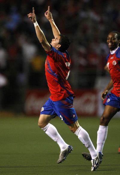 Costa Rica’s Pablo Herrera celebrates his goal against the U.S.  (Associated Press / The Spokesman-Review)