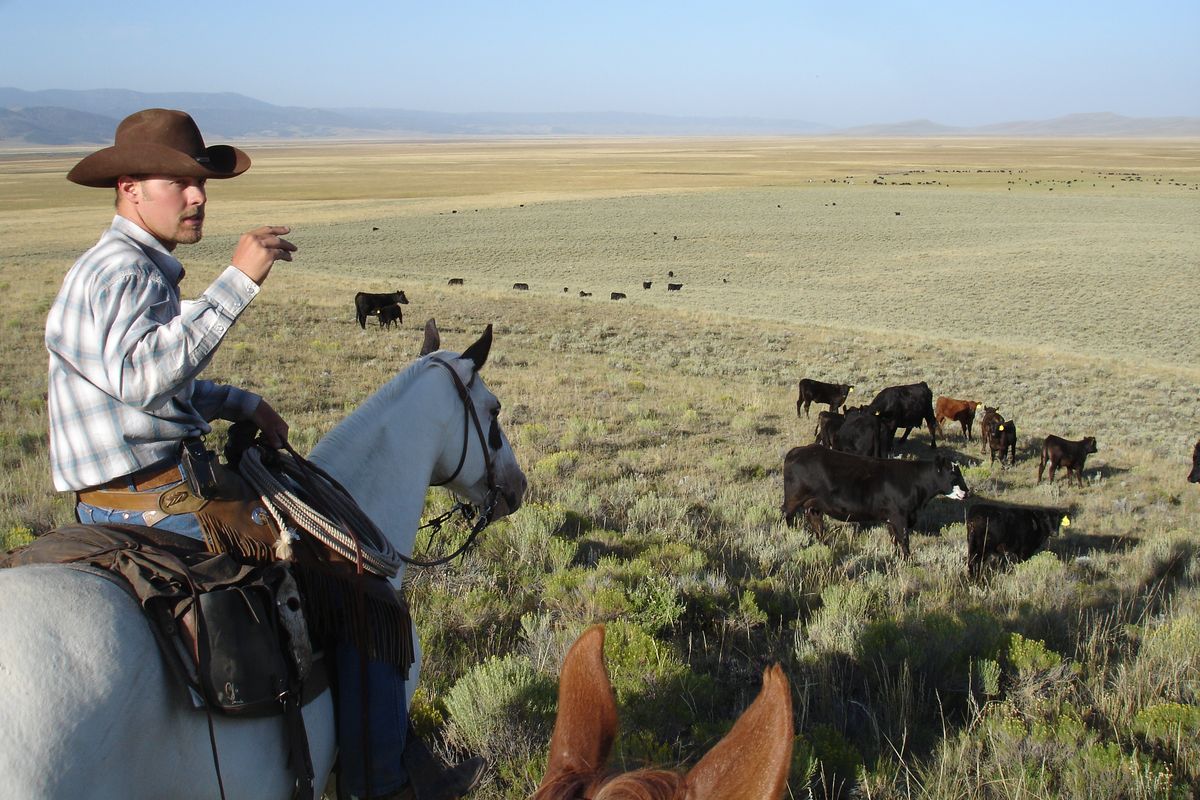 J Bar L Guest Manager Braden Hurst tells guests that the South Valley Road was part of the Oregon Trail.  (Jean Arthur / Down to Earth NW Correspondent)