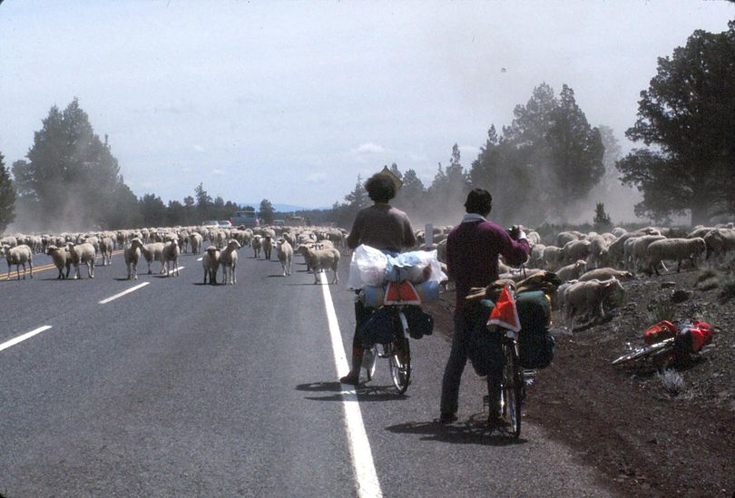 Bike tourists get a taste of rural life along the TransAmerica Bicycle Trail in 1976, the year the route was unveiled by Missoula-based Bikecentennial. (Rich Landers / The Spokesman-Review)