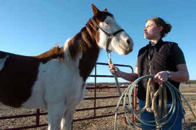 
Randi Tarter, a teen from the Athol/Spirit Lake area, loves team roping with her horse, Penny. 
 (Jesse Tinsley / The Spokesman-Review)