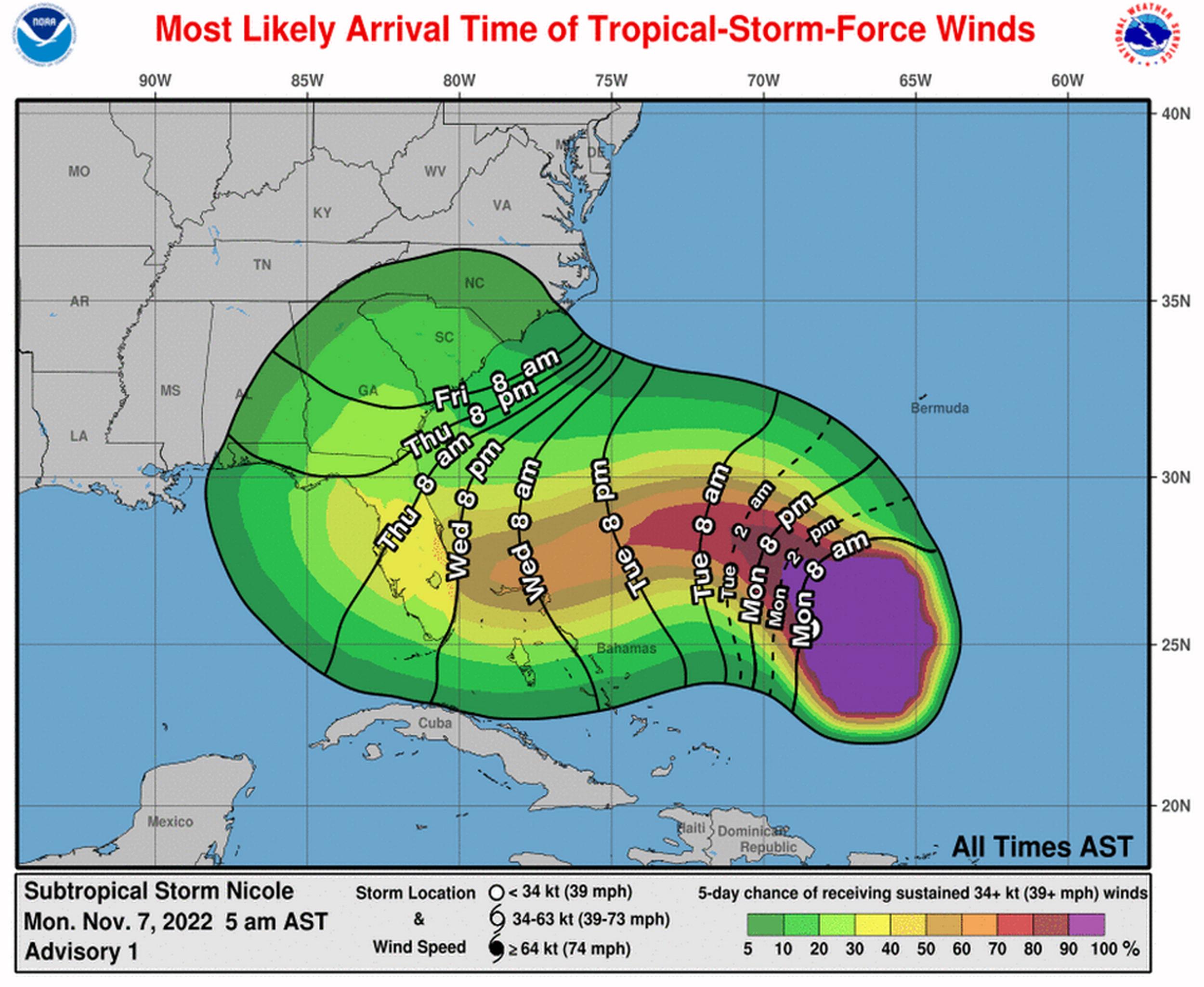Hurricane warning issued for east coast of Florida as Tropical