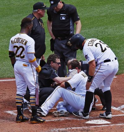 Pirates’ Ryan Vogelsong suffered multiple fractures after taking a fastball to the head. (Gene J. Puskar / Associated Press)