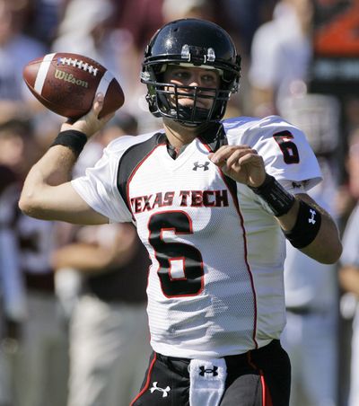 As a senior at Texas Tech, Graham Harrell led the country with 5,111 passing yards and 45 touchdowns. (Matt Slocum / Associated Press)