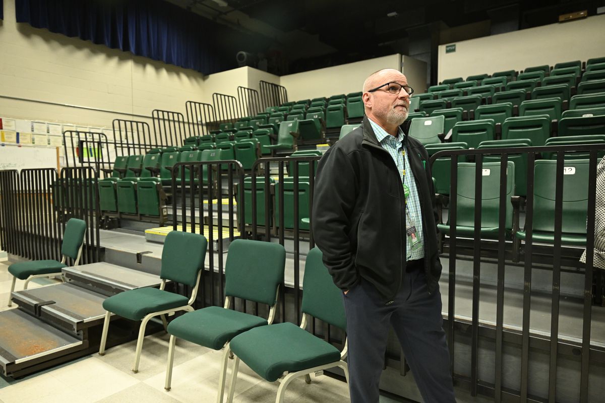East Valley School District Superintendent Brian L. Talbott stands in the tiny theater classroom inside the East Valley High School building and talks about hopes that a new school would have an auditorium for theater, music and band presentations. The school