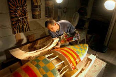 
Michael Horswill works on a wall-hanging at his home Thursday.Michael Horswill works on a wall-hanging at his home Thursday.
 (Jesse Tinsley/Jesse Tinsley/ / The Spokesman-Review)