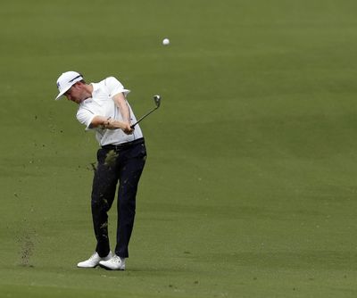 Jonas Blixt hits from the 18th fairway during the second round of the Charles Schwab Challenge golf tournament at Colonial Country Club in Fort Worth, Texas, on Friday. (Bob Booth / Associated Press)