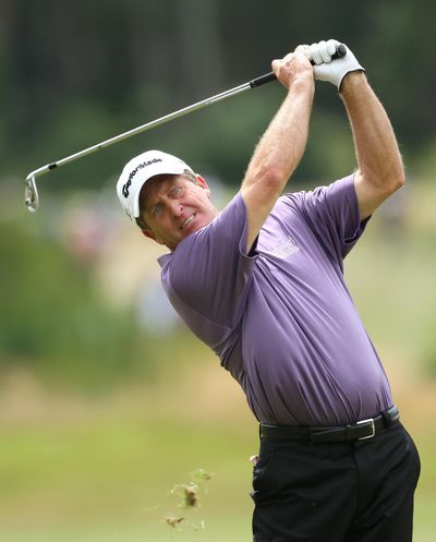 Fred Funk plays on the 18th hole at the Senior British Open.  (Associated Press / The Spokesman-Review)