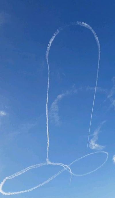 A Navy plane drew this picture in the sky over Okanogan County on Thursday, Nov. 16, 2017. (Facebook)