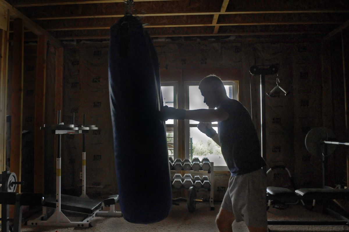 The Spokesman-Review Ty Lingo trains at his home gym. (CHRISTOPHER ANDERSON / The Spokesman-Review)