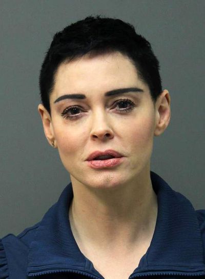 This image released Tuesday, Nov. 14, 2017 by the Loudoun County Sheriff's Office shows the booking photo for actress Rose McGowan, who surrendered to Airports Authority Police on charges of possession of a controlled substance. (Associated Press)