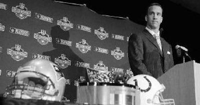 
Indianapolis quarterback Peyton Manning faces familiar questions during a press conference Friday. 
 (Associated Press / The Spokesman-Review)