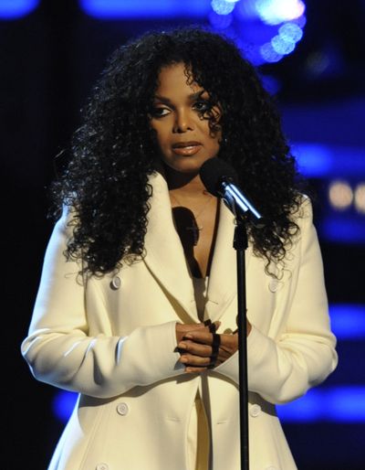 Janet Jackson thanks the audience for their support at the BET awards in Los Angeles on Sunday.  (Associated Press / The Spokesman-Review)
