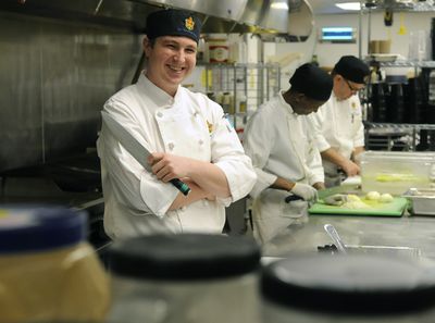 Joshua Martin, lead banquet chef for the Davenport Hotel,  won the silver medal for competing in ZAGG-The Hospitality and Catering Exhibition in Switzerland.  (Dan Pelle / The Spokesman-Review)