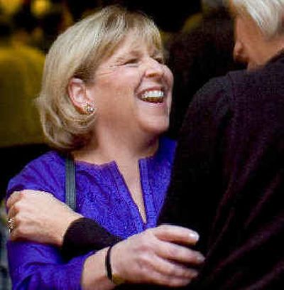 
Spokane's 3rd District Sen. Lisa Brown is congratulated on Election Night. 
 (Colin Mulvany / The Spokesman-Review)