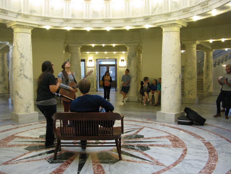 Alicia Murphy performs in the state Capitol Rotunda as part of 