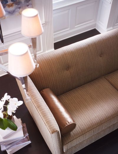 The Muse sofa from the Candice Olson collection adds a bit of glamour.
