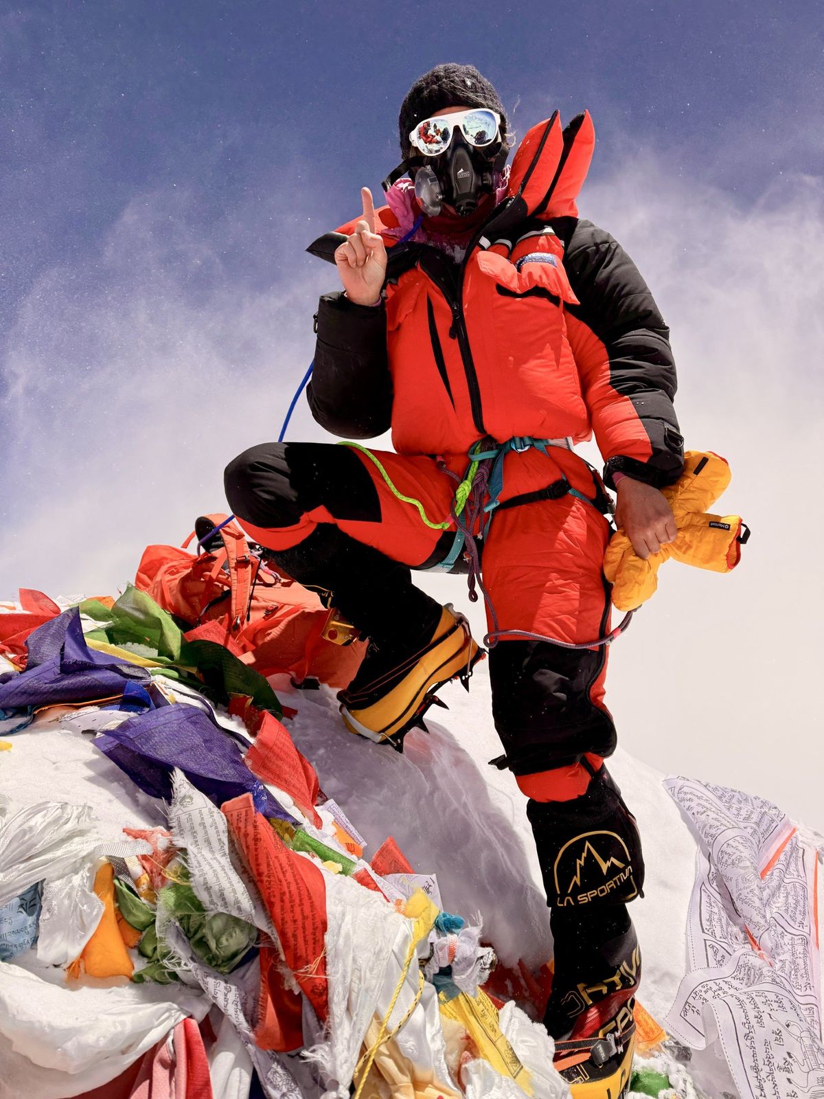 Katelyn Sims stands on Mount Everest in late May. (Courtesy of Katelyn Sims)