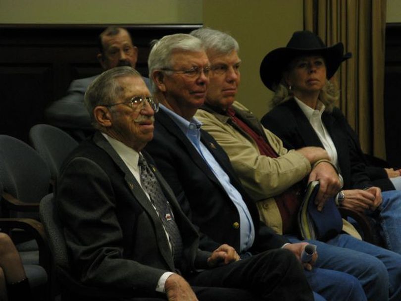 Idaho horse racing advocates gather to testify Friday for HB 191 on off-track betting to support Idaho's live horse racing industry. (Betsy Russell)