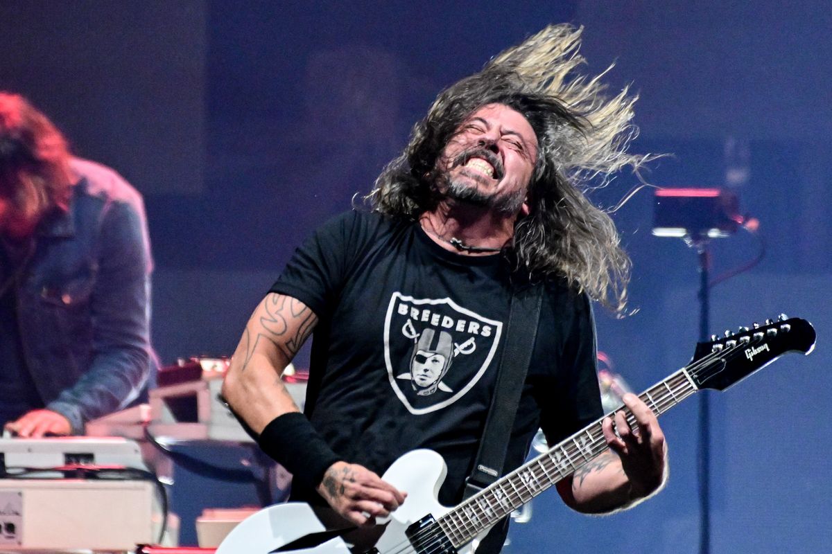 The Foo Fighters’ Dave Grohl performs on Friday at the Spokane Arena.  (Tyler Tjomsland/The Spokesman-Review)