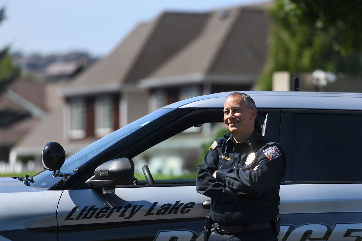 Liberty Lake Chief of Police Brian Asmus is photographed at the station on Friday. Asmus, who took the position when the city incorporated in 2001, has announced he will be retiring at the end of August.  (Kathy Plonka/The Spokesman-Review)