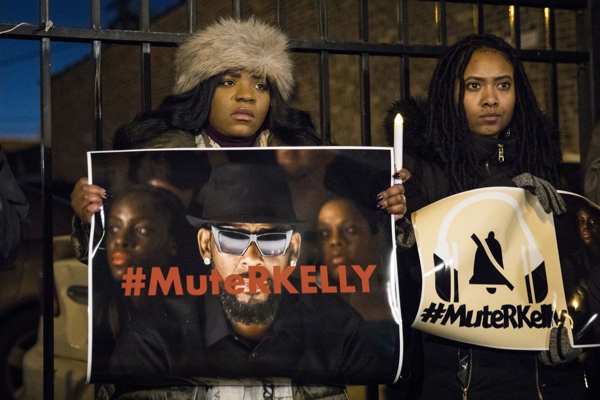 FILE - #MuteRKelly supporters protest outside R. Kelly