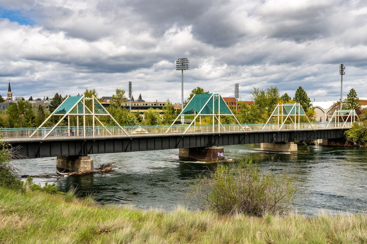 The Don Kardong Bridge near Gonzaga University will close Monday as crews begin a $3.2 million replacement project funded in part by COVID-19 stimulus money. A detour will take the roughly 160,000 pedestrians who traverse the bridge every year south to Spokane Falls Boulevard and through Gonzaga's campus to stay on the Centennial Trail.  (COLIN MULVANY/THE SPOKESMAN-REVI)