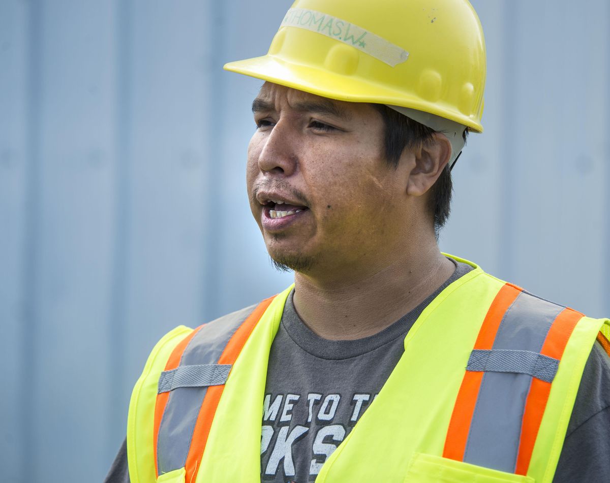 Thomas Emery Williams is a student at the Spokane Community College Apprenticeship Training Center. (Dan Pelle / The Spokesman-Review)