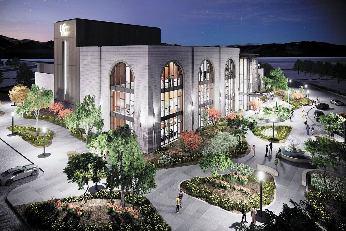 Rendering of the proposed Spokane Valley Performing Arts Center. The center