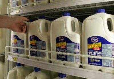 
The milk display in the dairy department at a Kroger store in Cincinnati shows the company's new three-fourths-gallon milk container. Associated Press
 (Associated Press / The Spokesman-Review)