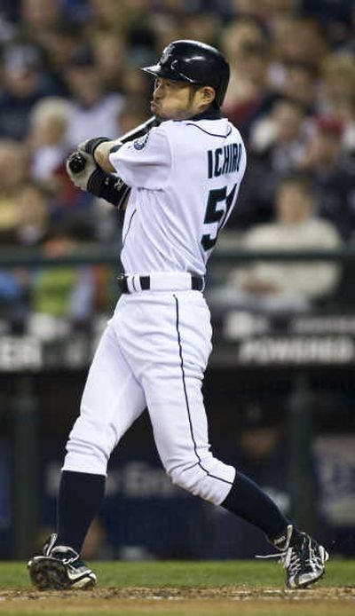 
Seattle's Ichiro Suzuki doubles during the sixth inning. Associated Press
 (Associated Press / The Spokesman-Review)