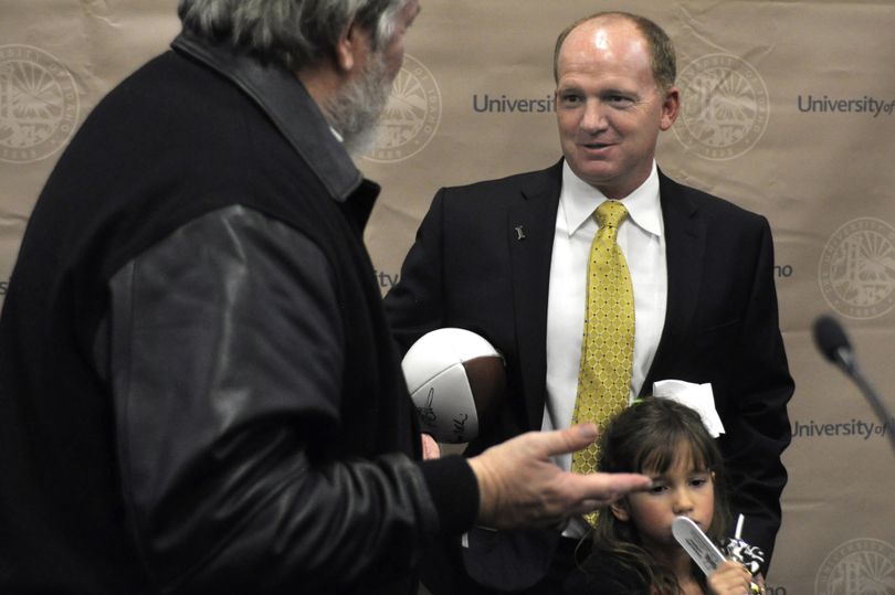 Fans got a chance to meet and greet new Idaho football coach Paul Petrino on Monday after his introduction at the Kibbie Dome in Moscow. (DEREK HARRISON)