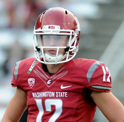 Connor Halliday appears to be WSU’s starting quarterback this season, but the bigger question is who will he be throwing to on a regular basis? (Tyler Tjomsland / The Spokesman-Review)