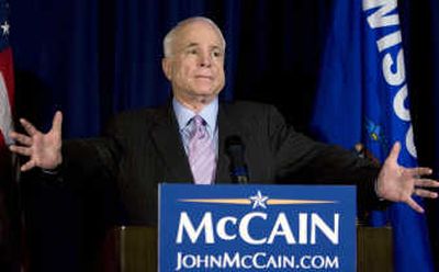 
Republican presidential candidate Sen. John McCain gestures as he speaks at a news conference Friday  in Milwaukee. Associated Press
 (Associated Press / The Spokesman-Review)
