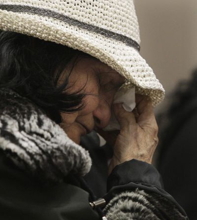 Rebecca Marrero, mother of Rebecca “Becky” Marrero, cries in court in Kent, Wash., on Friday. (Associated Press)