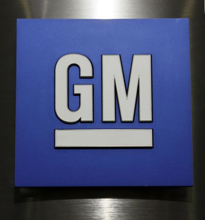 A General Motors Co. logo is on display during a news conference in Detroit in January. (Associated Press)