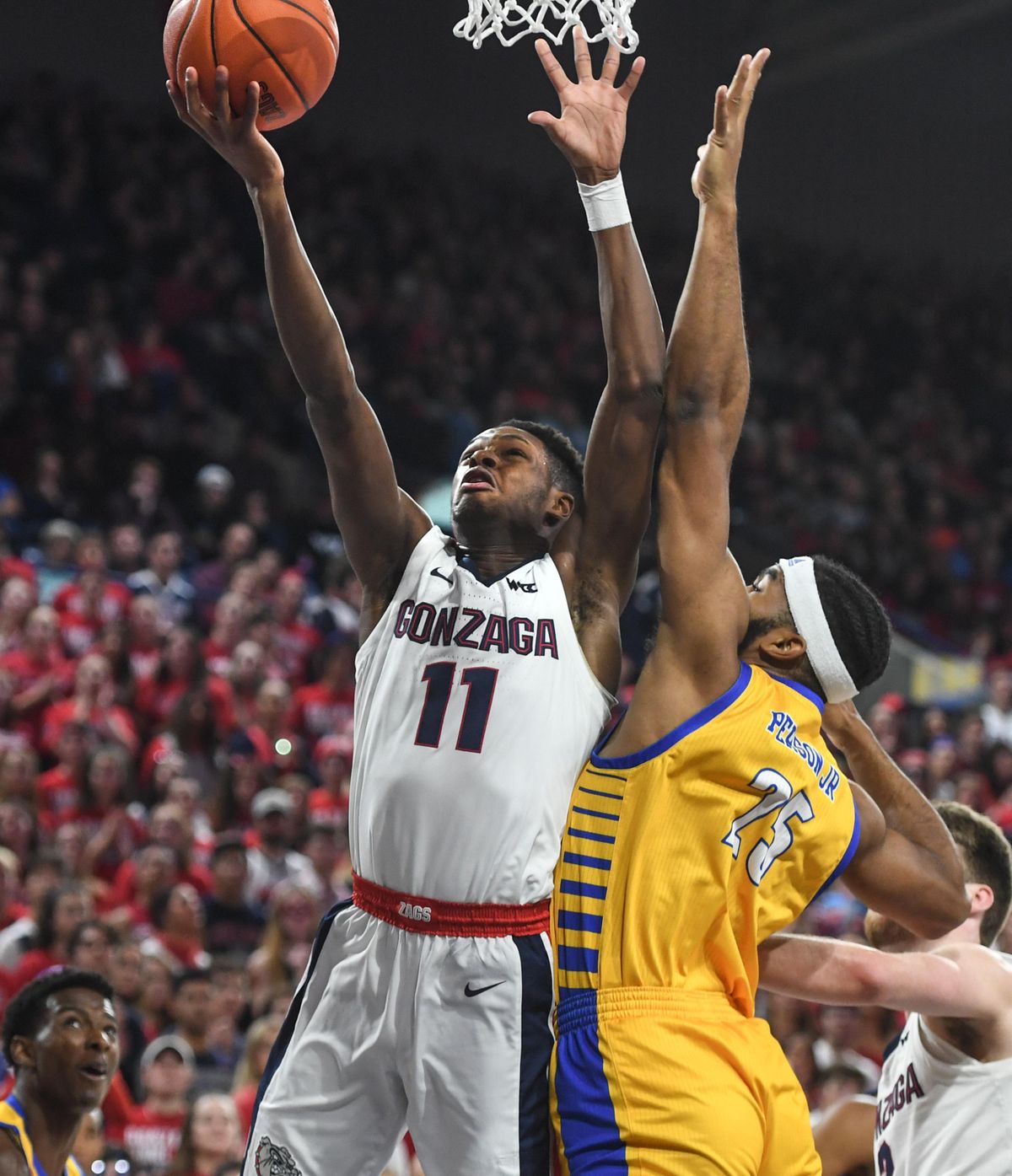 Gonzaga forward Filip Petrusev, right, and Cal State Bakersfield